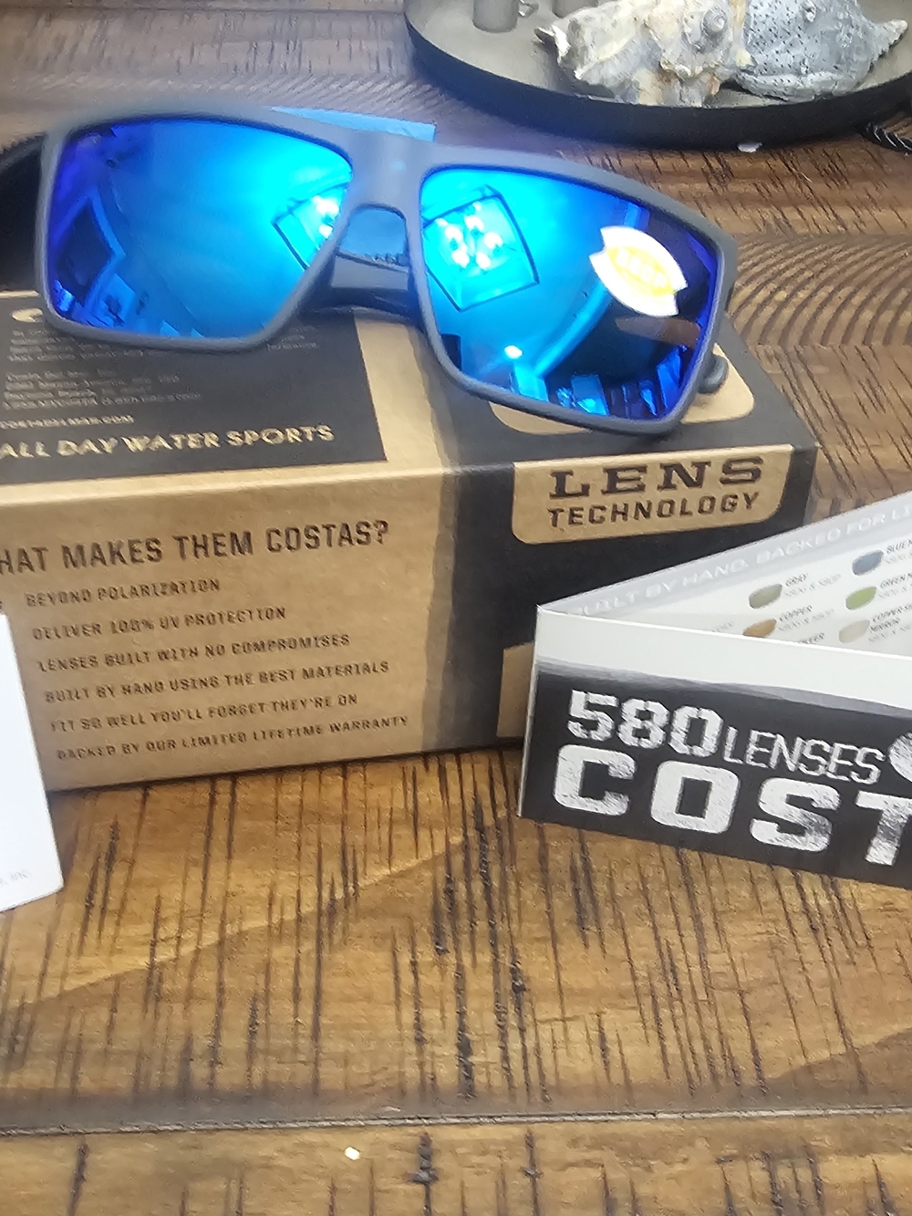Costa Del Mar Rinconcito Sunglasses Matte Gray Blue Mirror 580G Glass RIC 08 Box - Picture 2 of 10